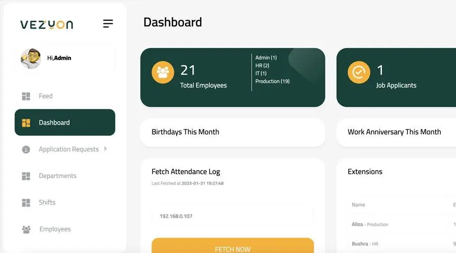 Vezyon HR project screenshot
